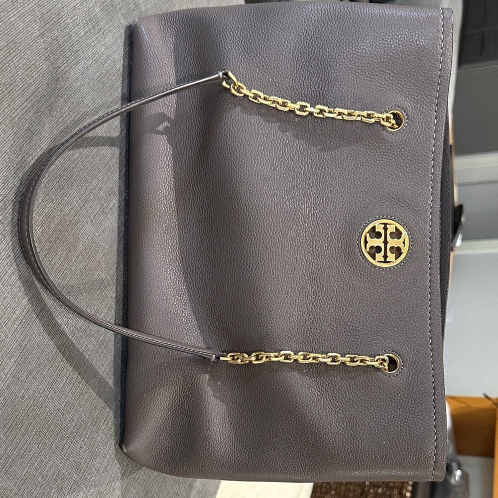 Tory Burch Dark Gray Leather Shoulder Bag
